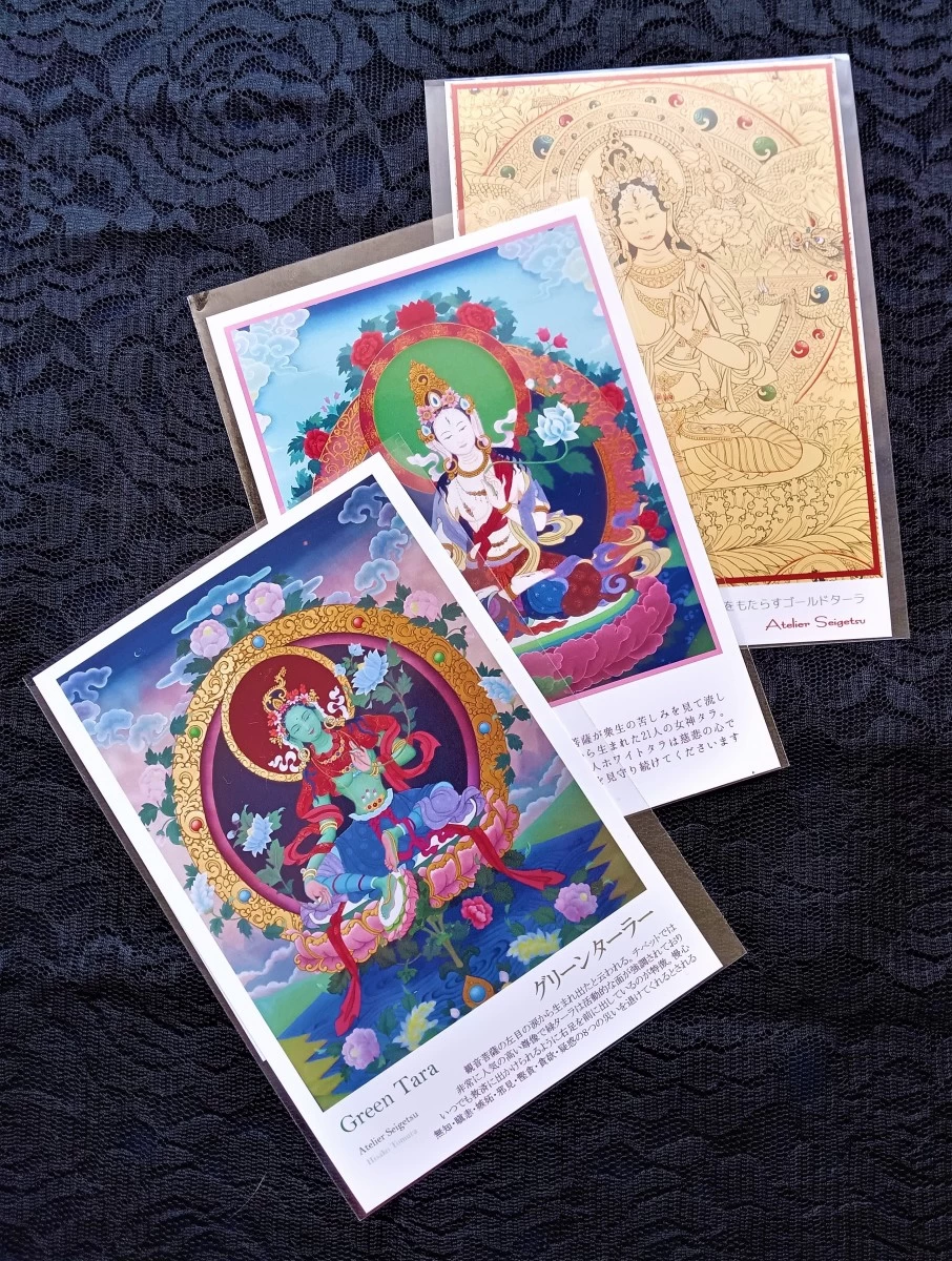 仏画ポストカード【チベットタンカ　ターラ―3枚組】